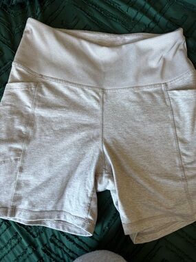 Zobha Light Sand Colored High-Waist Bike Shorts